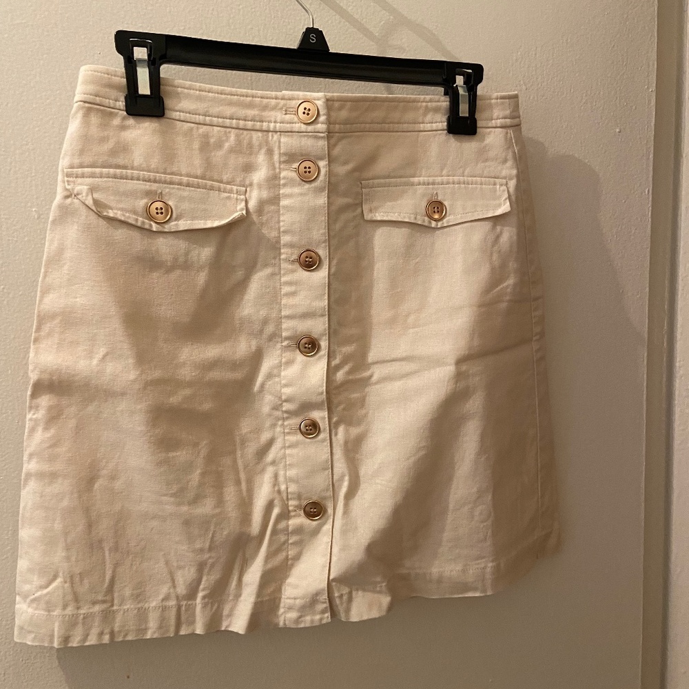 JCrew tan button skirt